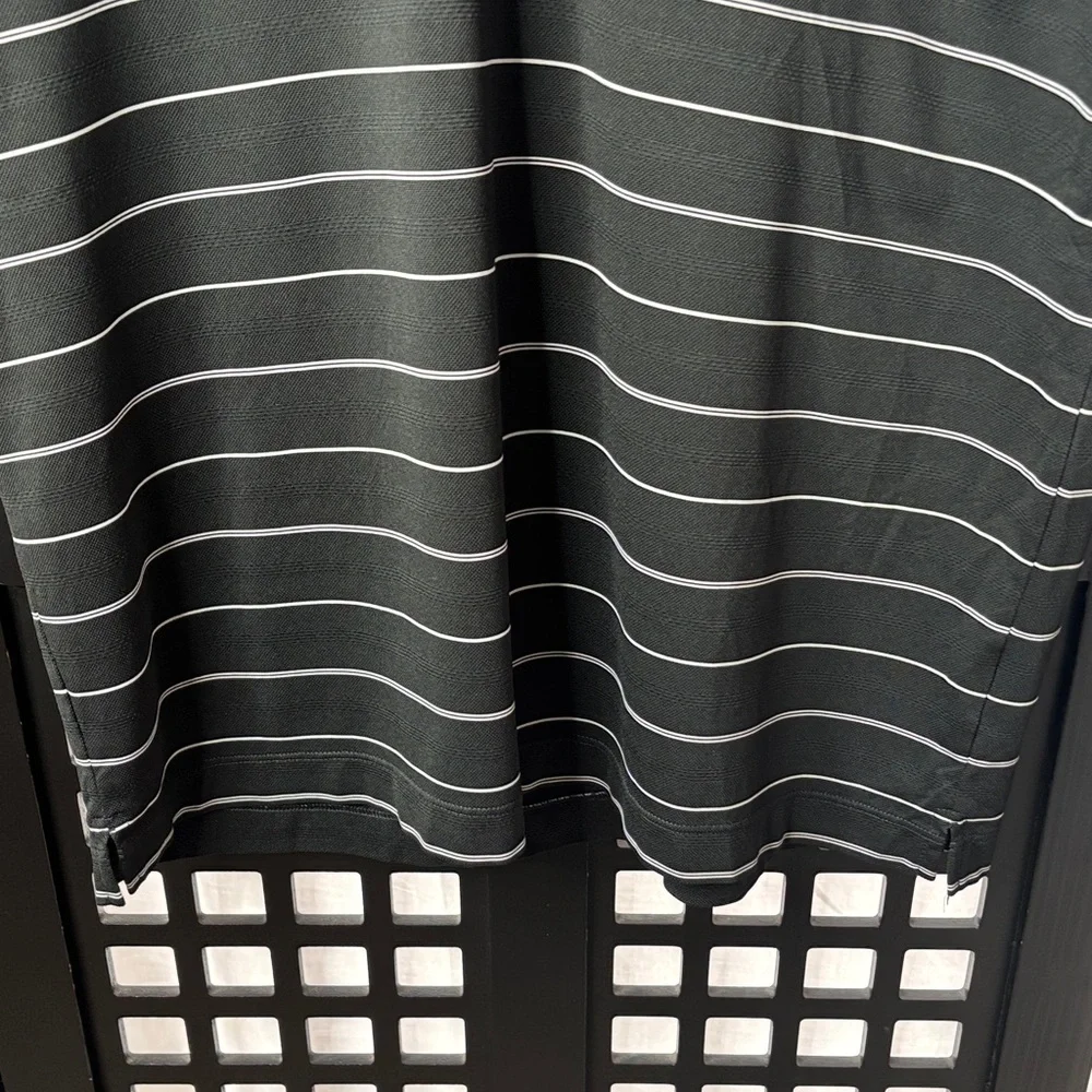 🖤 Nike Golf Black Polo Mens Large White Stripe Performance Collared 🖤 - Picture 5 of 12
